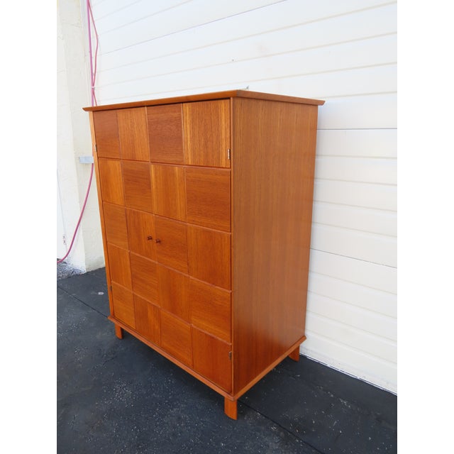 Mid-Century Modern Mid Century Modern Teak Hidden Office Armoire Workstation Cabinet 6671 For Sale - Image 3 of 18