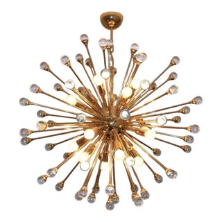 Mid 20th Century 24k Gold Plated Sputnik Chandelier For Sale
