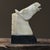 Stone Antique Large Italian Art Deco Hand Carved Alabaster Horse Head Bookends For Sale - Image 7 of 12