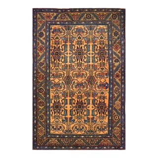 Antique Persian Lilihan Wool 5X7 Blue, Orange, Green & Rust Handmade Area Rug #9902439 For Sale