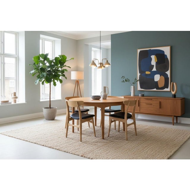 Round Oak Model 62 Dining Table by Henning Kjærnulf for Sorø Stolefabrik, Denmark, 1960s For Sale - Image 6 of 18