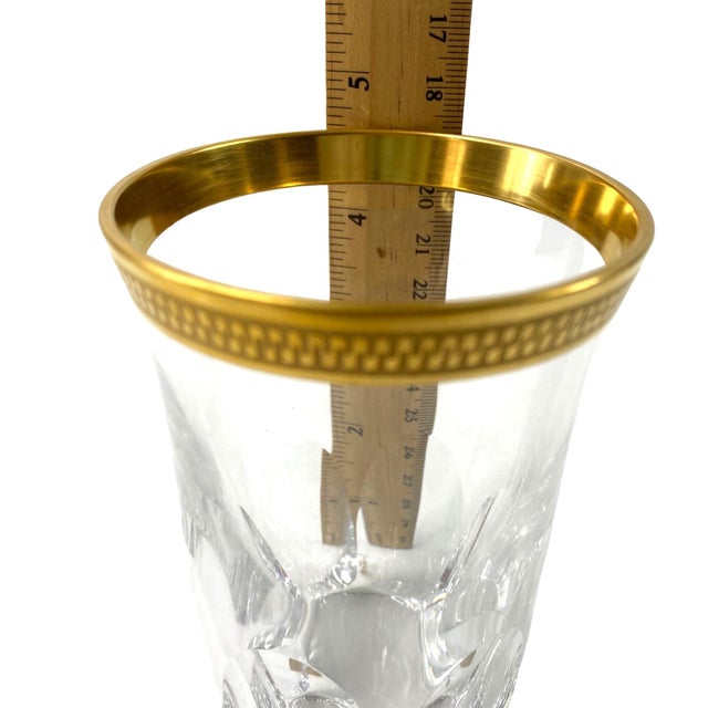 Vintage Gold Rim 6-Panel Cut Rock Crystal Highball Glasses- Set of 3 ...