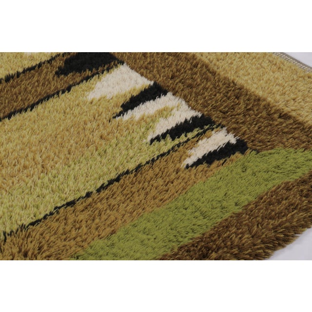 Vintage Swedish Rya Rug, Forest Tones With Vertical Geometry - Rug & Kilim For Sale In New York - Image 6 of 10
