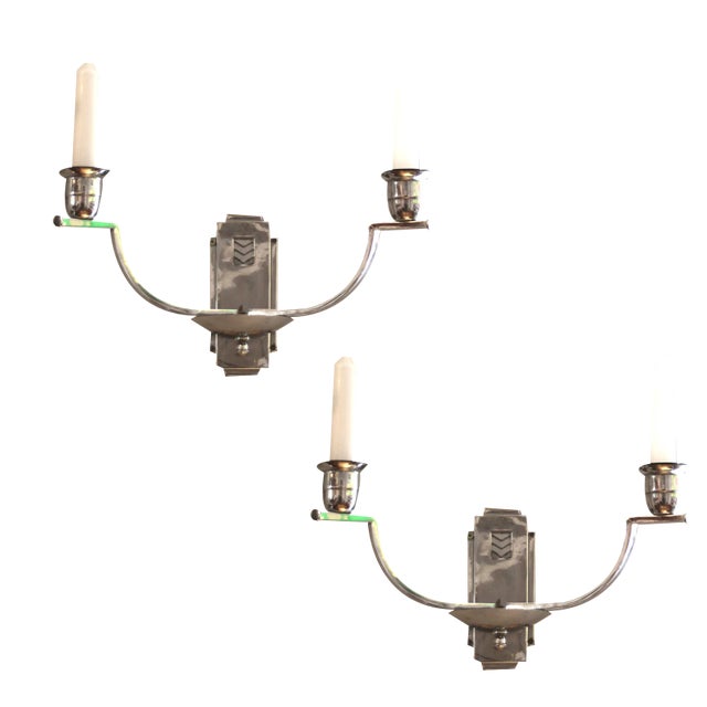 German Bauhaus Wall Lamps with Electric Candles, 1930s, Set of 2 For Sale