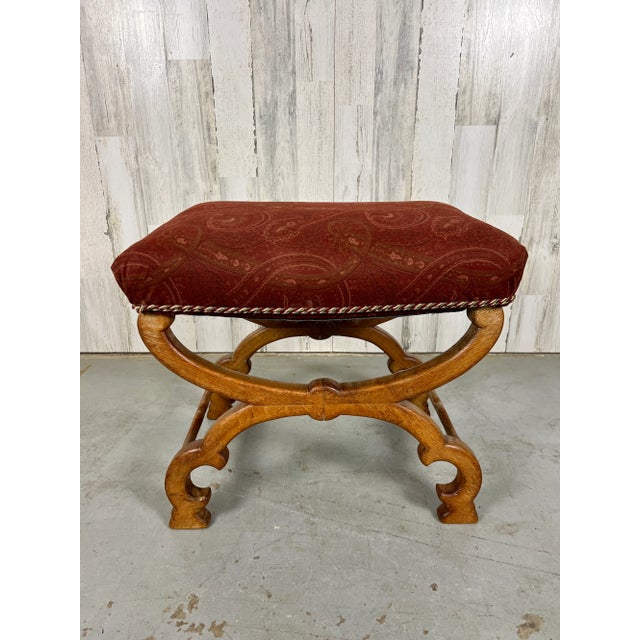 Antique European oak ottoman in the Louis XIV style.