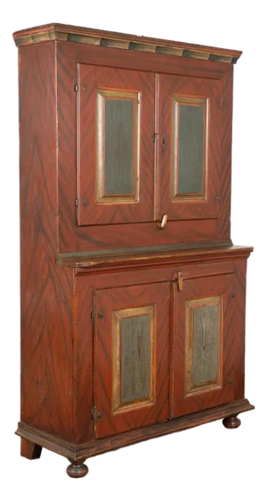 Early 19th Century Original Painted Swedish Four Door Cabinet Cupboard