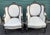 Late 20th Century Late 20th Century Vintage Louis XVI Style White Brocade Tufted Bergere Chairs- Pair For Sale - Image 5 of 8