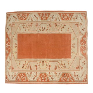 Vintage Turkish Oushak Style Terracotta and Cream Rug For Sale