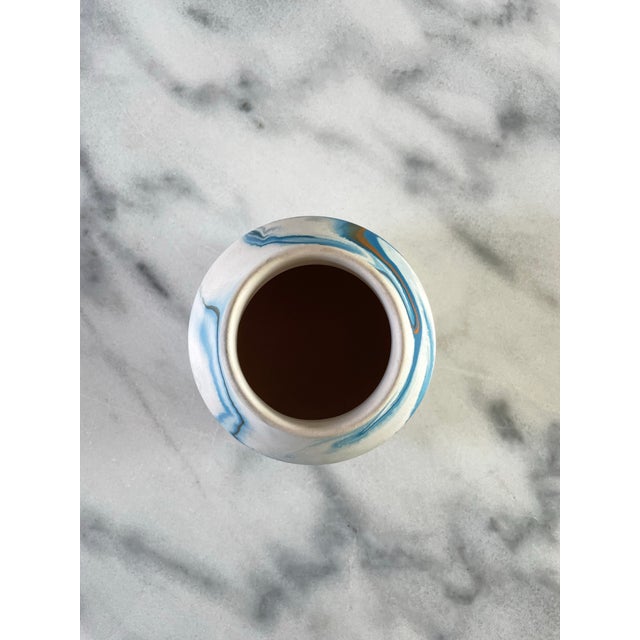 Vintage Nemadji Blue Swirl Ceramic Pot For Sale In Seattle - Image 6 of 7