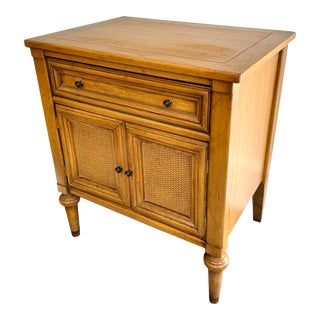 1970s Maple Side Table With Wicker Detail by White Furniture For Sale