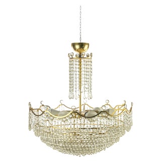 Vintage Crystal Drops Chandelier, Italy, 1970s For Sale
