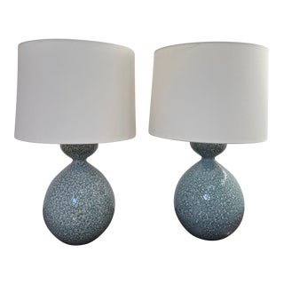 Pair of Contemporary Aerin Gannet Table Lamps in Blue Lagoon For Sale