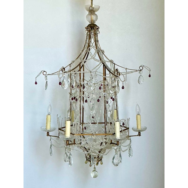 Chinoiserie Vintage Swag Crystals Pagoda Chandelier For Sale - Image 3 of 12
