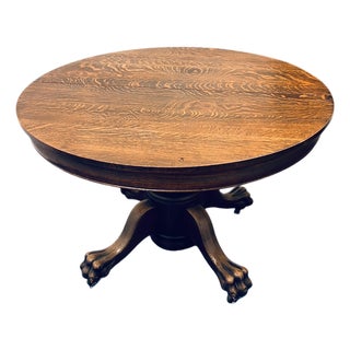 Tiger Oak Antique Dining Table For Sale