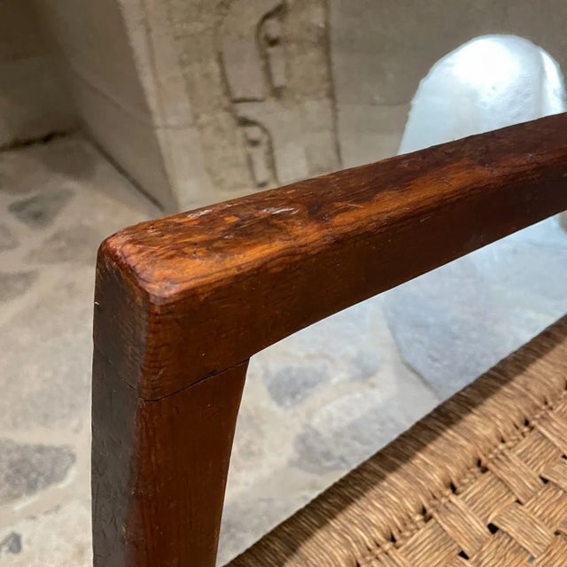 Brown Clara Porset Style Armchair, Red Pine Wood & Seagrass, Mexico, 1940s For Sale - Image 8 of 14