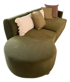 Stunning Olive Green Velvet Curved Sectional Sofa