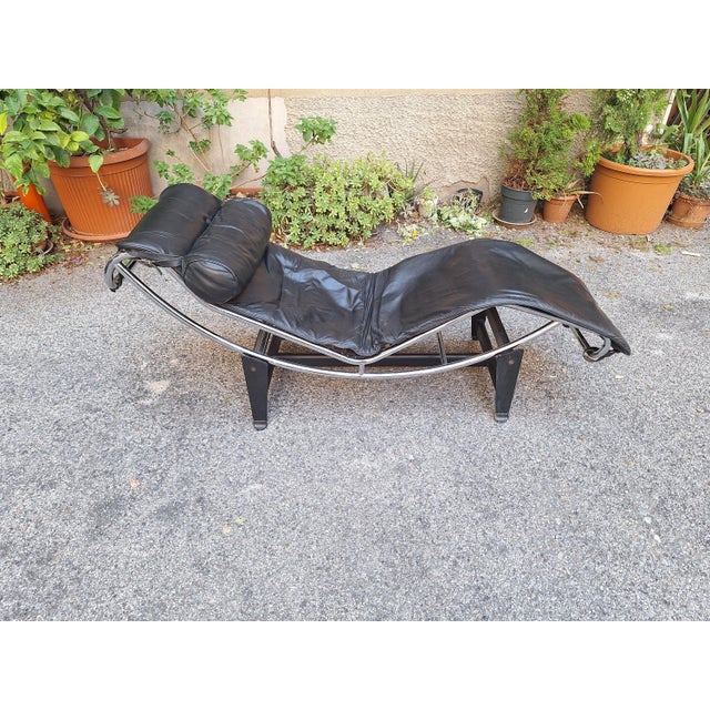 Black Model LC4 Chaise Lounge by Le Corbusier, 1990s For Sale - Image 8 of 9