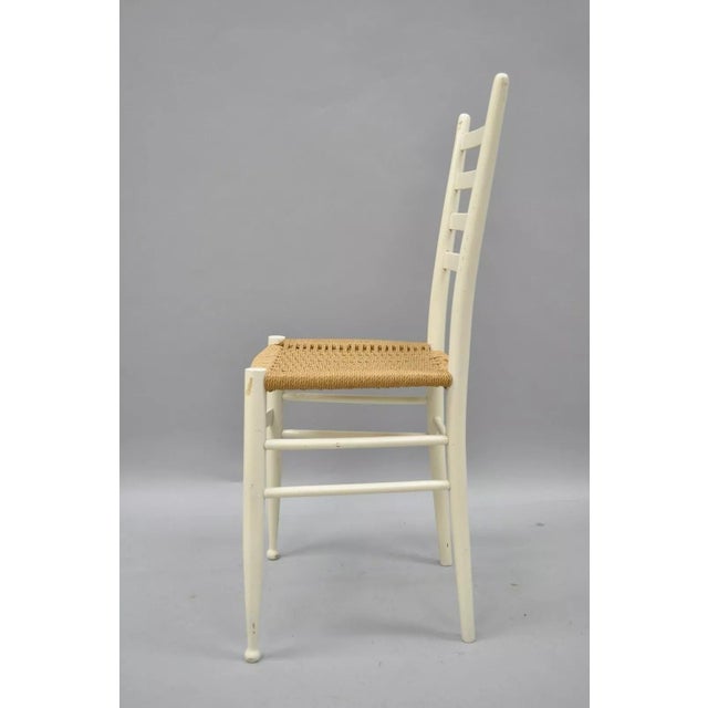 Mid 20th Century Vintage Italian Modern Woven Rope White Gio Ponti Style Side Chair For Sale - Image 4 of 11