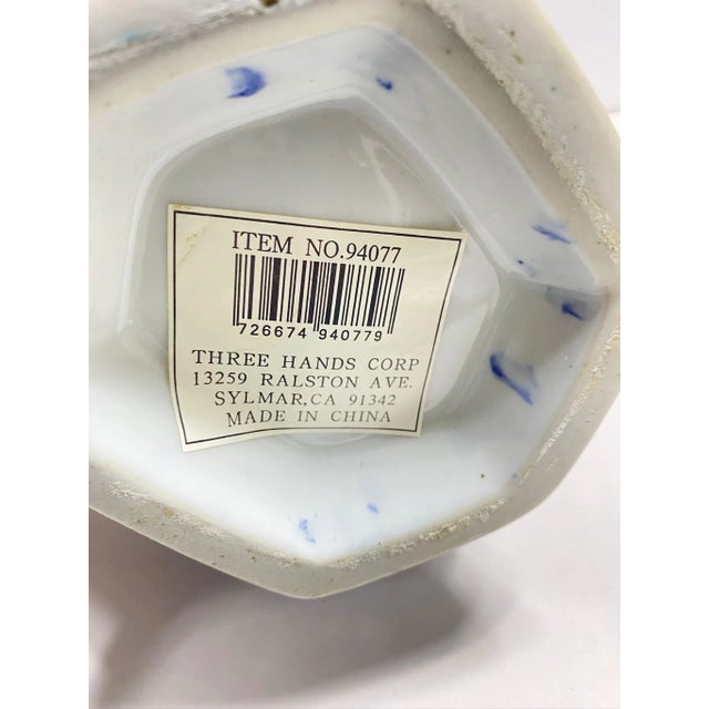 Blue Vintage 14” Blue & White Chinoiserie Porcelain Vase With Floral Motif For Sale - Image 8 of 8