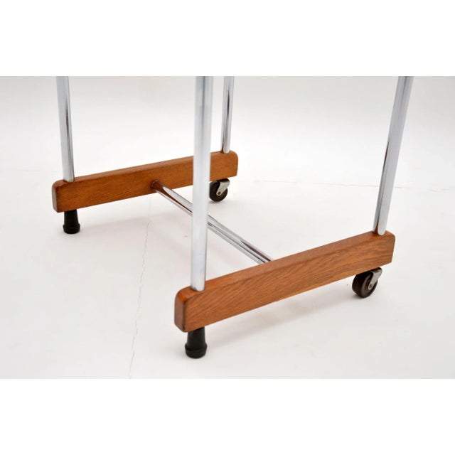 Oak and Chrome Drop Leaf Side Table, 1950s For Sale - Image 9 of 10