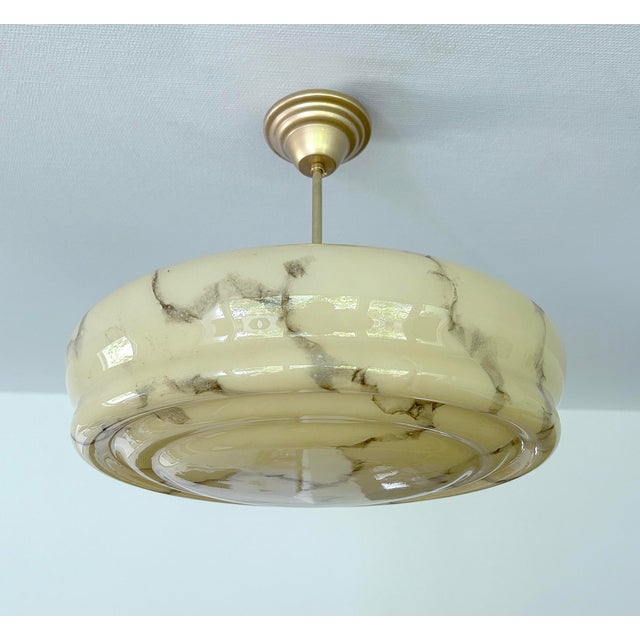 Art Deco Ivory Marble Glass Pendant Light, 1930s For Sale - Image 15 of 18