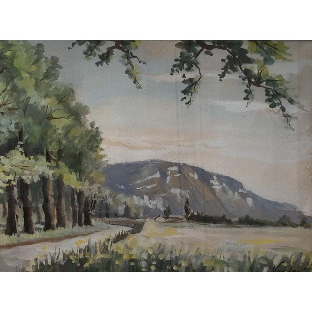 Ettore Verdesi, Au pied du Salève, Watercolor on Paper, Framed, in Flawless conditions. Designed 1960 to 1969 This piece...