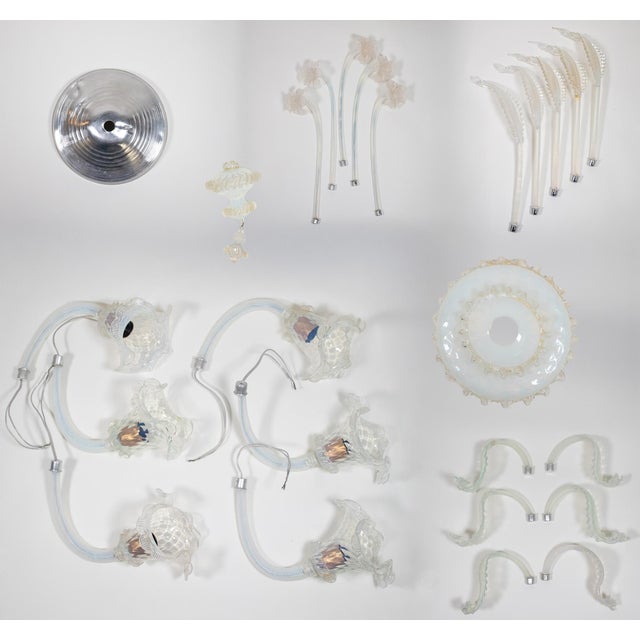 1960s Vintage Ca'Rezzonico Style Gold Infused and Opaline Murano Chandelier For Sale - Image 5 of 12