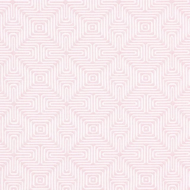Schumacher x Trina Turk Amazing Maze Indoor/Outdoor Fabric in Blush For Sale