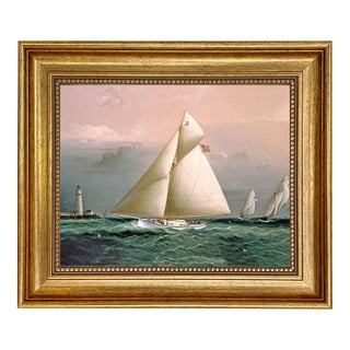 "Chiquita Racing Off Boston Lighthouse" Contemporary Reproduction Print on Canvas, Framed For Sale