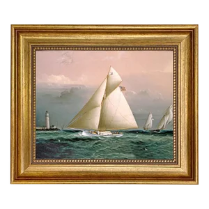 "Chiquita Racing Off Boston Lighthouse" Contemporary Reproduction Print on Canvas, Framed