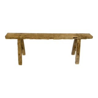 Antique Rustic Elm Skinny Bench For Sale