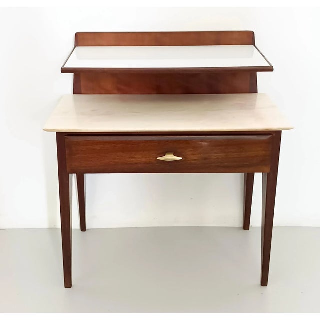 Mid-Century Modern Glass and Marble Shelves Nightstand in the style of Giò Ponti, Italy, 1950s For Sale - Image 3 of 11