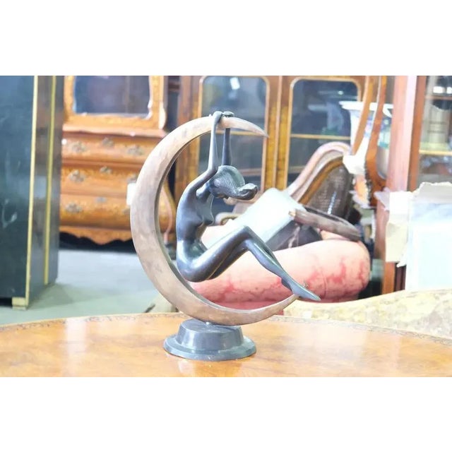 19th Century Art Nouveau Female Moon Figurine in Bronze For Sale - Image 6 of 9