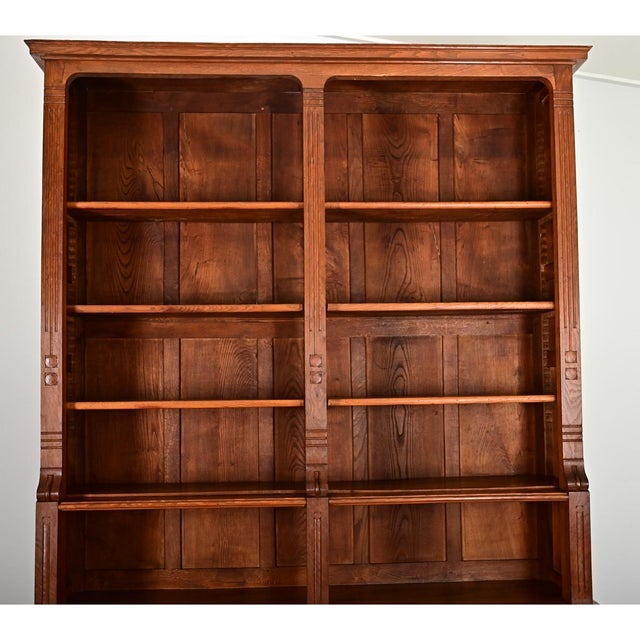 Wood French Mid 20th Century Oak Bookcase For Sale - Image 7 of 14