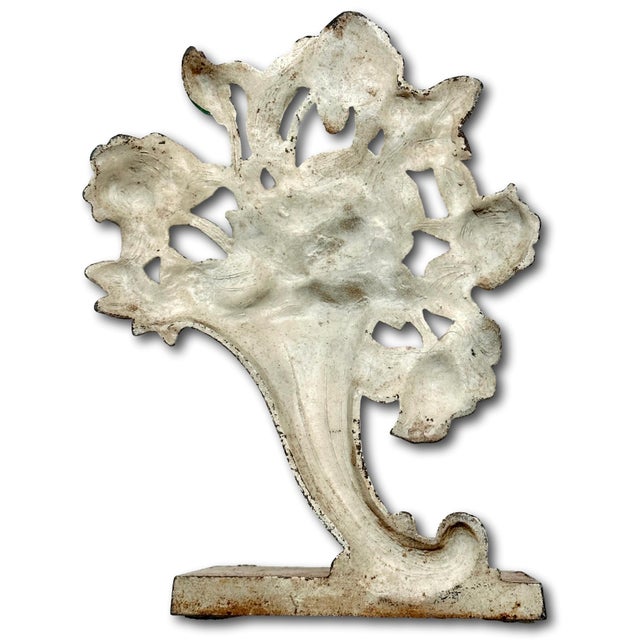 Hard 2 Find Vintage 1930s Hubley Manufacturing Co. #441 Pink Roses in Slanted Vase Cast Iron Flower Doorstop For Sale - Image 10 of 12