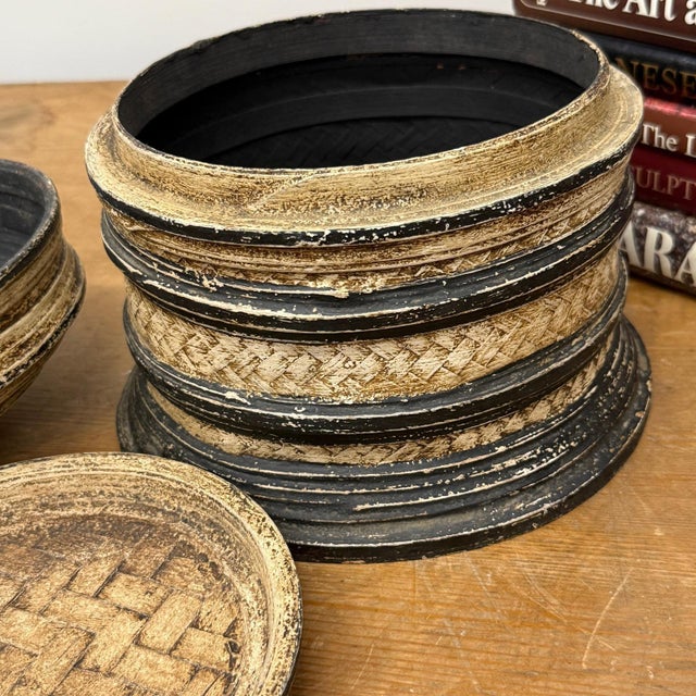 Brown and Black Basket with Lid and Removable Internal Tray For Sale - Image 12 of 13