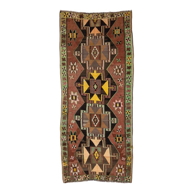 Vintage One of a Kind Turkish Kilim Rug For Sale