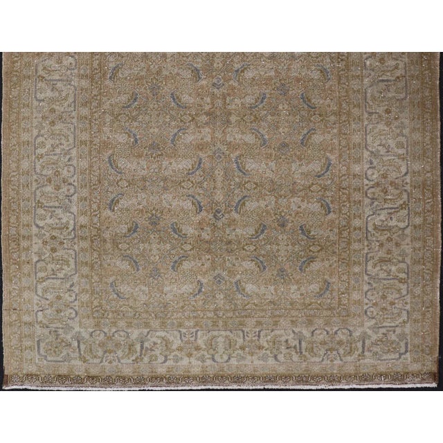 Early 20th Century Antique Persian Tabriz Rug in Wool With Floral Design in Blue, Tan, Taupe, Cream For Sale - Image 5 of 12