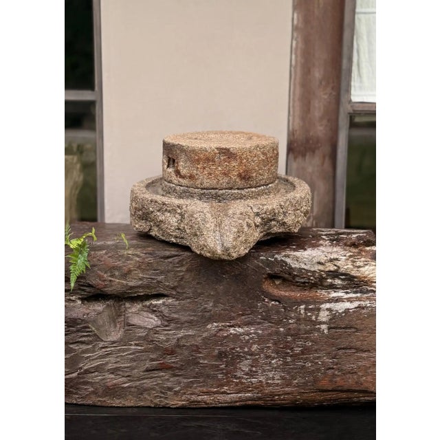 This antique stone grinder is a beautifully timeworn artifact once used to grind grains such as corn and rice into fine...
