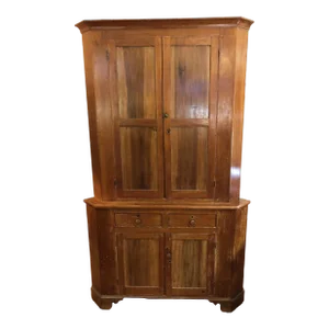 Mid 18th Century Primitiave 2 Piece Pine Corner Cabinet