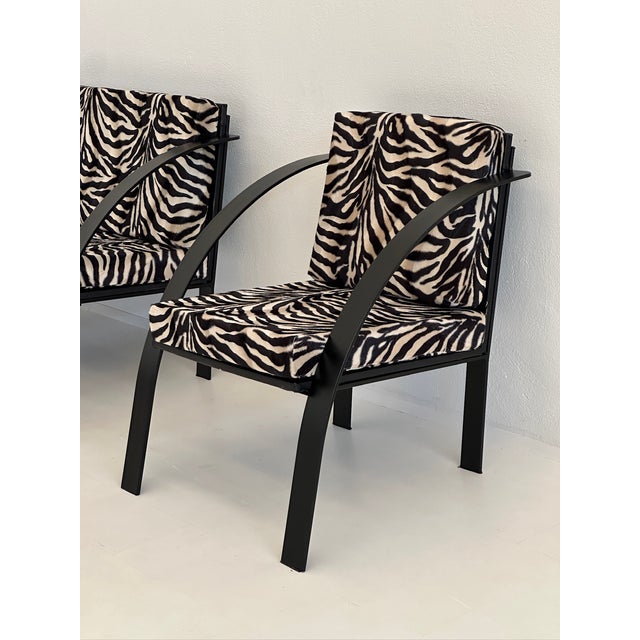 1980s Sofa and Animalier Armchairs with Metal Frames, 1980s, Set of 3 For Sale - Image 5 of 17