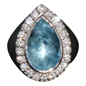 Certified Natural 6.19Cts vs F Diamond Aquamarine 18k Solid Gold Cocktail Halo Ring