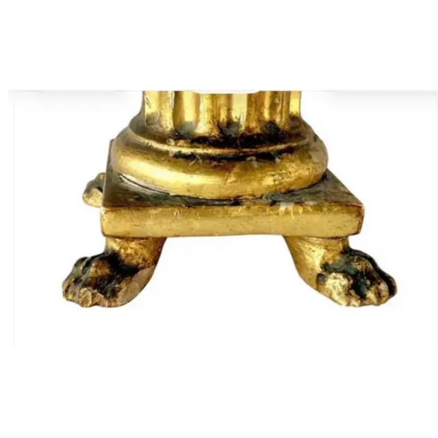 Italian Carved and Gilded Wooden Pricket Candlesticks, a Pair For Sale - Image 10 of 13