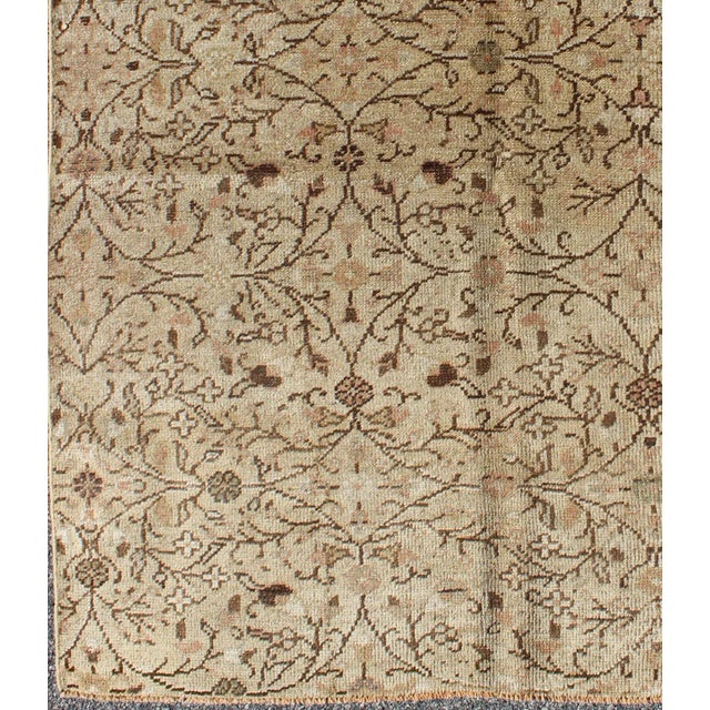 Vintage All-Over Floral Design Turkish Oushak Rug With Free-Flowing Pattern For Sale - Image 4 of 8