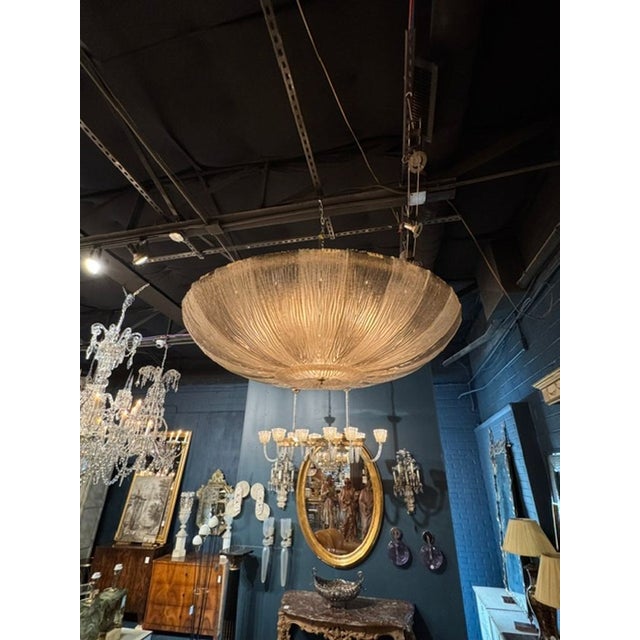 Modern Large Murano Glass 2-Tone Disc Flush Mount Chandelier For Sale - Image 3 of 6