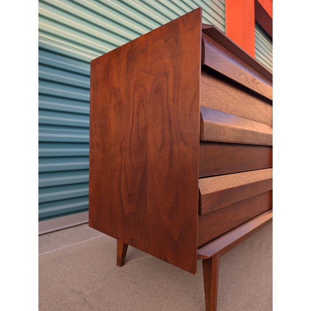 1960s Mid Century Modern Walnut 9 Drawer Lowboy 'First Edition' Dresser by Lane, C1960s For Sale - Image 5 of 12
