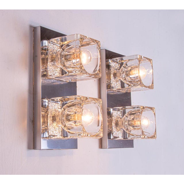 Frosted Ice Glass Cube Wall and Ceiling Lights from Peill & Putzler, 1970, Set of 2 For Sale - Image 6 of 10