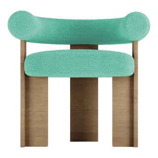Collector Modern Cassette Chair in Bouclé Teal Fabric by Alter Ego For Sale