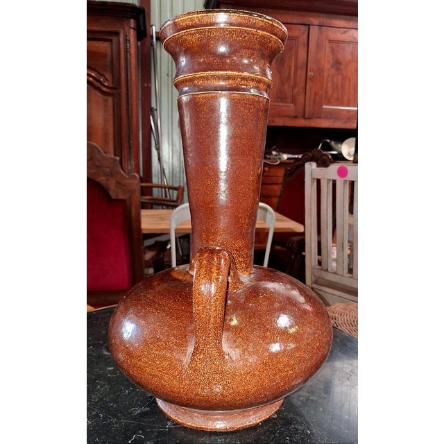 Mid-Century Modern Large Glazed Stoneware Vase with Handles Accolay Potters, 1950s For Sale - Image 3 of 7