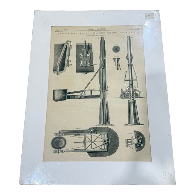 Original Engineering Reproduction Print Illustration Published 1870 to 1890 For Sale